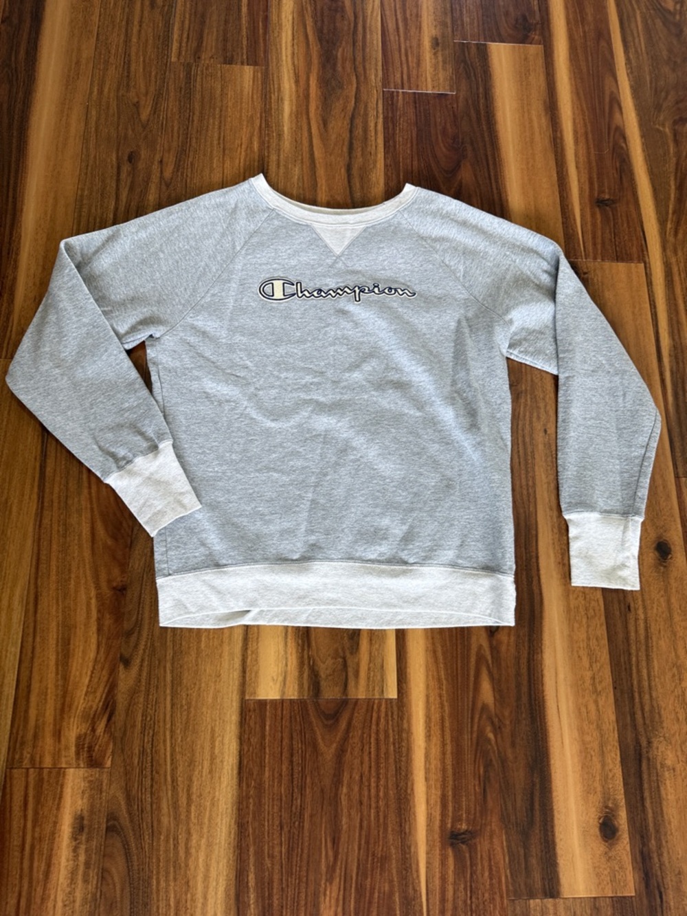Champion Light Gray Crewneck Sweatshirt with Script Logo